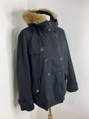 Buy Comptoir Des Cotonniers Hooded Coat Jacket 40 10 12 VGC A Line Fur Trim Lined • 103.44£