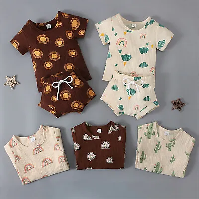 Buy Toddler Baby Boys Girls Short Sleeve Cartoon T-Shirt Tops Shorts Outfits Summer • 9.99£
