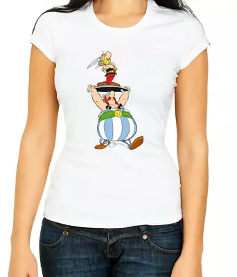 Buy Funny Asterix And Obelix,  W/B  Women's 3/4 Short Sleeve T-Shirt H512 • 9.98£