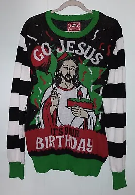 Buy Go Jesus Holiday Sweater Hybrid Its Your Birthday Adult Large Cotton Blend Xmas  • 19.20£