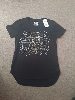 Buy Mad Engine Star Wars Girls Large 10/12 Black Gold And Silver T Shirt New Tags • 10.99£