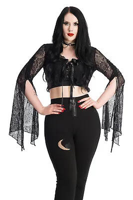 Buy Women's Gothic Rockabilly Emo Punk Black Morticia Lace Top Bolero BANNED Apparel • 37.99£