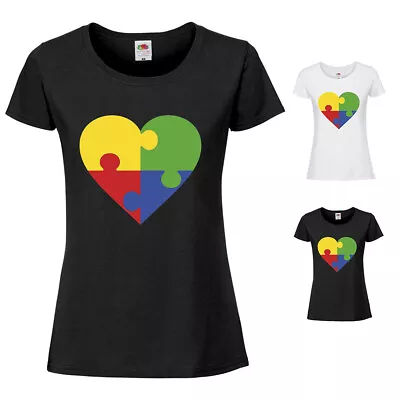 Buy AUTISM BIG HEART LOGO Ladies T-Shirt, AUTISM AWARENESS 2 Colour Choices One Love • 11.99£
