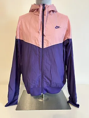 Buy Vintage 1990s Nike Windbreaker Jacket Hoodie Pink Purple Large Retro Lightweight • 48.99£