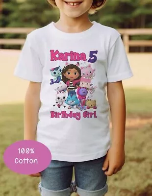 Buy Children's Gabby's Doll House Birthday Girl T Shirt * Personalised 100% Cotton • 8.99£