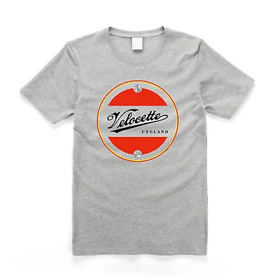 Buy Velocette England Vintage Style Motorcycle T Shirt Grey - Red - Yellow • 19.49£