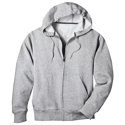 Buy PLAIN GREY ZIP HOODY Mens All Sizes Cotton Urban Hooded Jacket Gents Small- 8XL • 15.95£