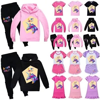 Buy New Unicorn A For Adley Kids T-shirt Hoodie Sweatshirt Tracksuit Set Girls Dress • 9.99£