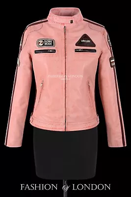 Buy SIZMA Womens Real Leather Jacket Classic Retro Motorcycle Style Vintage Jacket • 85.53£