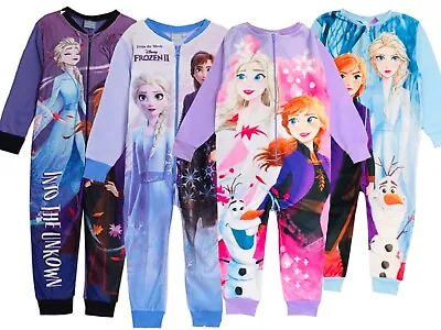 Buy Girls Frozen 1Onesie Disney One Piece Pyjama Sleepsuit Elsa Anna Age 2-10 Years • 12.99£