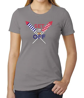 Buy Women's Set It Off Firework T-shirt Funny Independence Days Shirts • 17.36£