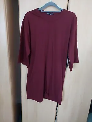 Buy Basic Burgundy Casual  Tshirt Dress - Size 8 • 5£