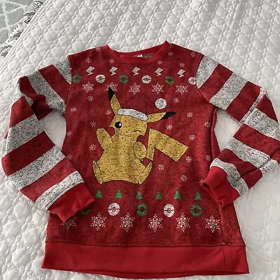 Buy Pokemon Pikachu Red Ugly Christmas 2017 Fleece Lined Sweater Size Youth XL - EUC • 21.89£