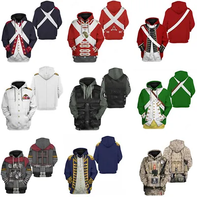 Buy Historical Army Uniform Men Hoodies Coat 3D Sweatshirt Cosplay Sweater Jacket • 29.40£