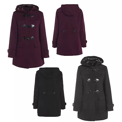 Buy Ladies Duffle Wool Coat Womens Trench Winter Casual Hooded Warm Jacket Overcoat • 74.99£