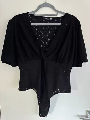 Buy Boohoo Black Angel-sleeve Wrap Bodysuit • 5.99£