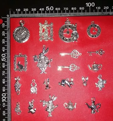 Buy 20 Alice In Wonderland Silver Tone 3D Jewelry Bag Charm Keyring Bracelet Rabbit  • 5.99£