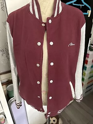 Buy Boohoo Man Burgundy Popper Front Varsity Jacket Grey Sleeves Size L • 7.99£