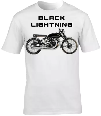 Buy T-Shirt Black Lightning Motorcycle Biker Short Sleeve Crew Neck • 16.99£