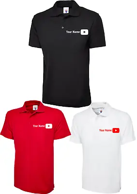 Buy Custom Printed Personalised Youtube Polo Shirt Add Your Name Youtuber Adult  • 8.49£