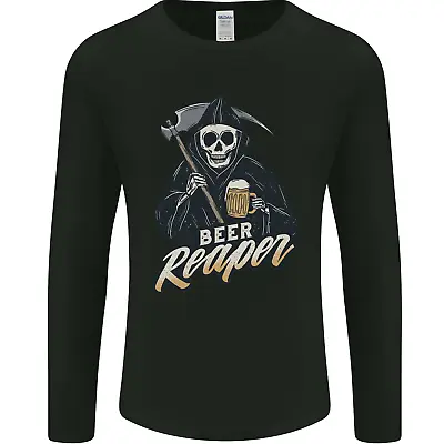 Buy Beer Grim Reaper Skull Biker Alcohol Mens Long Sleeve T-Shirt • 11.99£