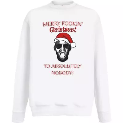 Buy Adults Merry Fookin Xmas To Absolutely Nobody Fun Quote White Christmas Jumper • 21.95£