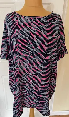 Buy Yours Size 20 Pink Tiger Print Lightweight Summer Top Used VGC • 1.99£