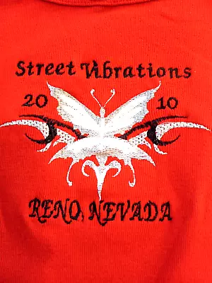 Buy Womens Tee Reno Street Vibrations 2010 Short Sleeve Biker Design Women Red Med • 11.56£