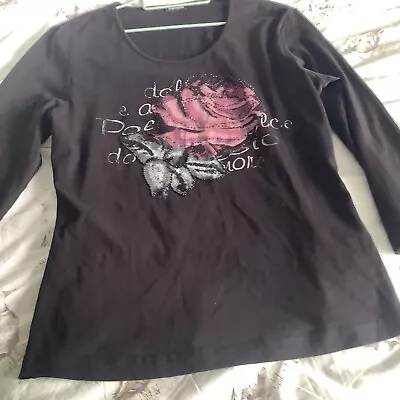 Buy Bnwot Smart Gerry Weber Ladies 3/4 Sleeve T Shirt, Uk 12, Black/pink Embellished • 12£