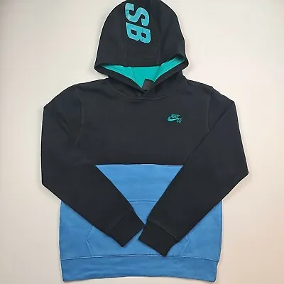 Buy Nike SB Youth Boys Teen Hoodie Pullover Black Blue Logo Spell Out Size XL 13/15y • 22.99£