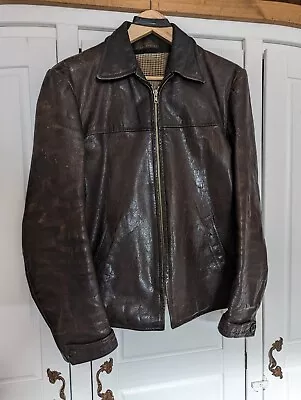 Buy True Vintage Men's 1940s / 50s Brown Leather Motorcycle Jacket • 220£