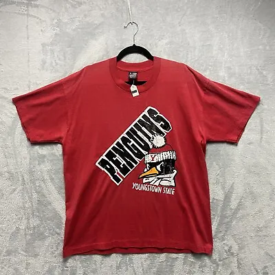Buy Vintage Youngstown State Penguins T Shirt Men’s XL Red USA Graphic Cotton • 9.94£