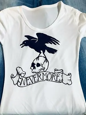 Buy Young Child's T-Shirt With Graphic  Nevermore With Raven  Petite Nylon SM Tshirt • 6.75£