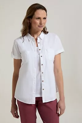 Buy Mountain Warehouse Coconut Ladies Shirt 100% Cotton Short Sleeve Zipped Pocket • 19.99£