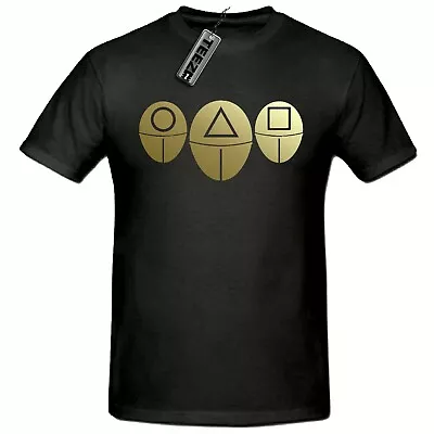 Buy Squid Game T Shirt, (Gold Slogan) T Shirt, Children's Squid Game Mask T Shirt • 9.50£