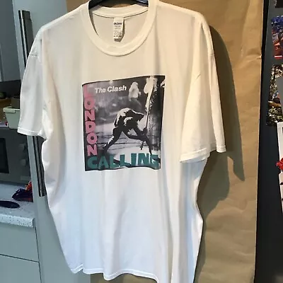 Buy Vintage The Clash London Calling T-Shirt Black Punk Rock Band - White Size 3XL • 19.99£