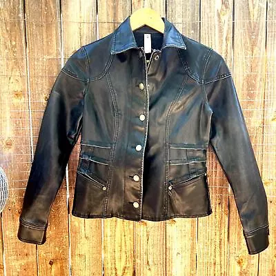 Buy No Boundaries Black Y2K Faux Leather Moto Jacket Women's Size 1 • 16.06£