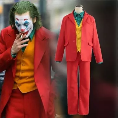 Buy Movie Joker Arthur Fleck Mens Clown Fancy Costume Suits Cosplay Outfit Halloween • 48.32£