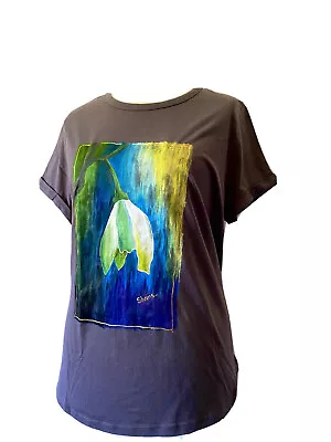 Buy Ladies Hand Painted T Shirt/Abstract Unique Design/Charcoal Grey/UK Size 18 • 10.50£