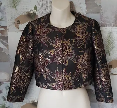 Buy Ted Baker Lunga Copper Floral Cropped Smart Evening Jacket Size 1 UK 8 New • 39.99£