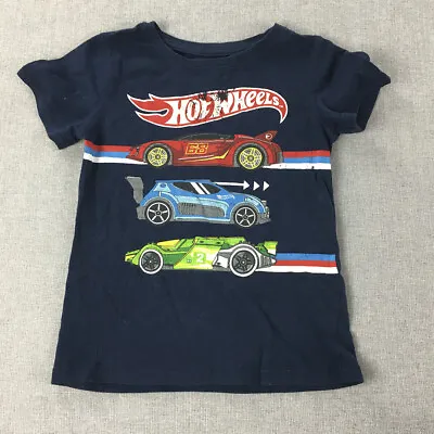 Buy Hot Wheels Kids Boys T-Shirt Size 5 Navy Blue Short Sleeve Top • 7.89£