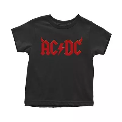 Buy Children's AC/DC Horns Logo Black Crew Neck T-Shirt • 10£