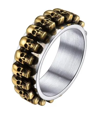 Buy Skull Anxiety Fidget Ring Men's Extra Large Z3 Gothic Jewellery Steel Gift • 11.95£