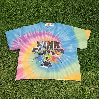 Buy Pink-Floyd Spiral Crop-Top Tie-Dye Shirt Womens Medium 19x18 Blue Pink Rainbow • 3.15£