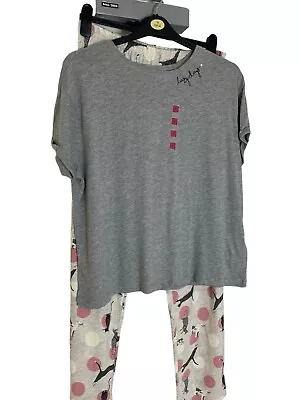 Buy Cats Pyjama Set Cotton Short Sleeve M&S Cute Print Top Marks Spencer Large • 8.99£