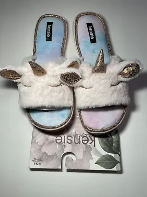 Buy NEW Pink Bronze Unicorn Slippers Adult Size Large 9 Kensie • 23.20£