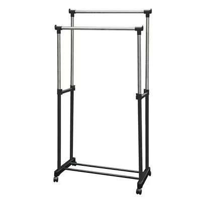 Buy Metal Garment Rack Double Silver Black Adjustable Portable Clothes Rail Stand • 9.90£