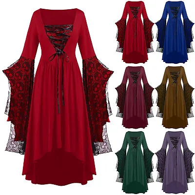 Buy Gothic Clothes For Women Halloween Lace Skeleton Punk Dress Plus Size Retro • 33.17£