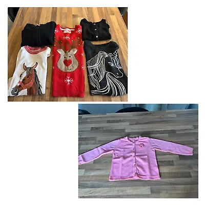 Buy Girls Clothes Bundle 5-6 Years Jumper Cardigan Black Pink Horse Unicorn Xmas X 6 • 6£