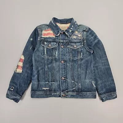 Buy Polo Ralph Lauren Kids Boys Denim Jacket Blue 12 Years USA American Flag • 24.99£